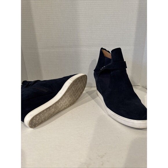 WOMENS PAOLO FRESHTON WEDGE SNEAKERS SIZE 8.5 M BLUE LEATHER SUEDE - Picture 11 of 12